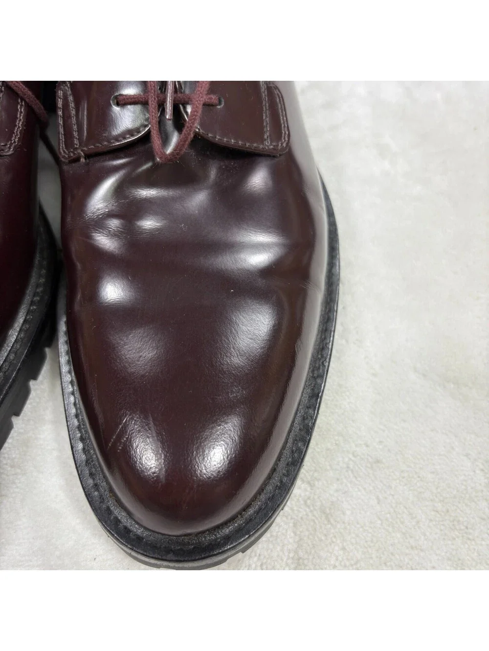 Common Projects 2321 EU 42 Burgundy Leather Derby Lug Sole Shoes Made Italy